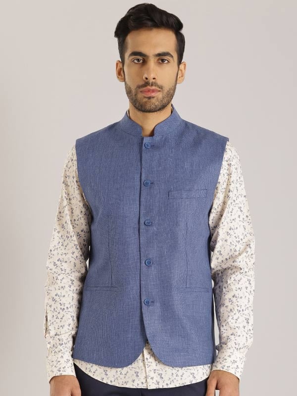 Indian Terrain Men's Blue Waistcoat
